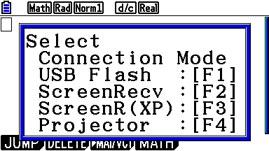USB接続 選択画面