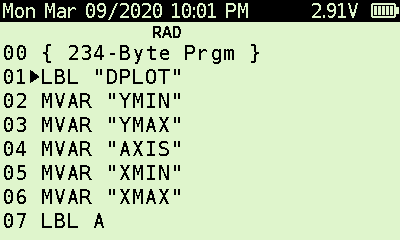 DM42でプログラムを表示