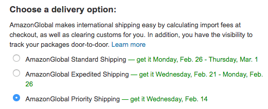 Amazon USA : Choose a delivery option : FC-200V