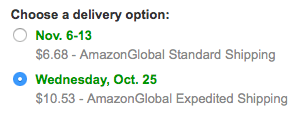 Amazon USA : Choose a delivery option